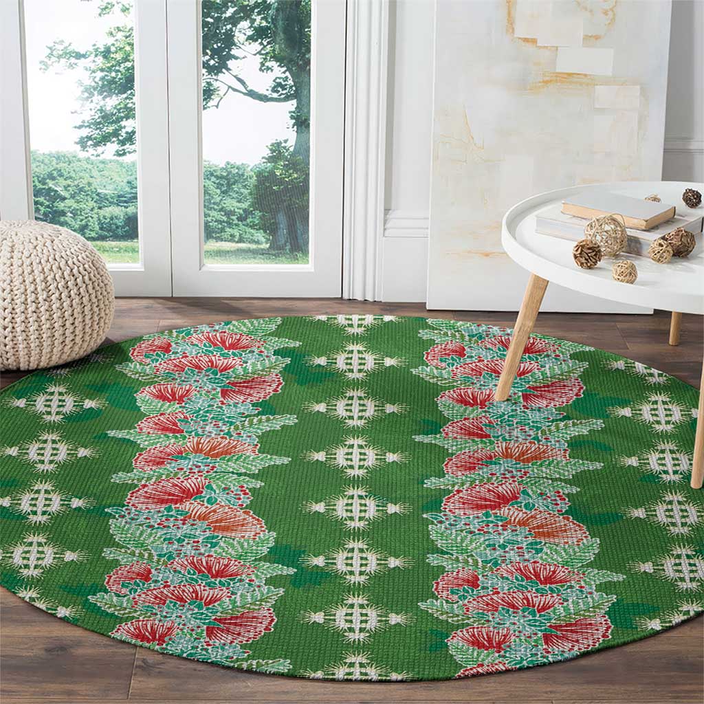 Hawaii Ohia Lehua Round Carpet Tropical Vibes Green