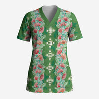 Hawaii Ohia Lehua Scrub Top Tropical Vibes Green