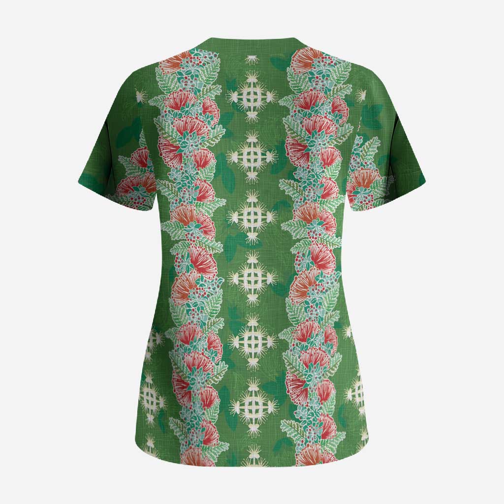 Hawaii Ohia Lehua Scrub Top Tropical Vibes Green
