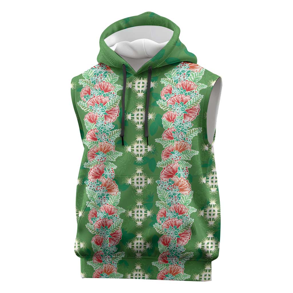 Hawaii Ohia Lehua Sleeveless Hoodie Tropical Vibes Green