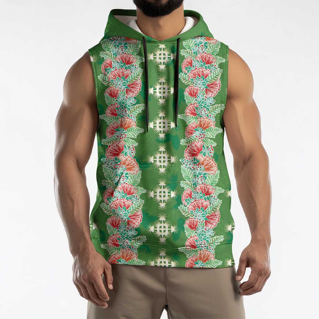 Hawaii Ohia Lehua Sleeveless Hoodie Tropical Vibes Green