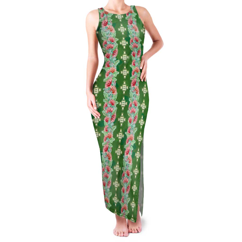 Hawaii Ohia Lehua Tank Maxi Dress Tropical Vibes Green LT05 Women Green - Polynesian Pride