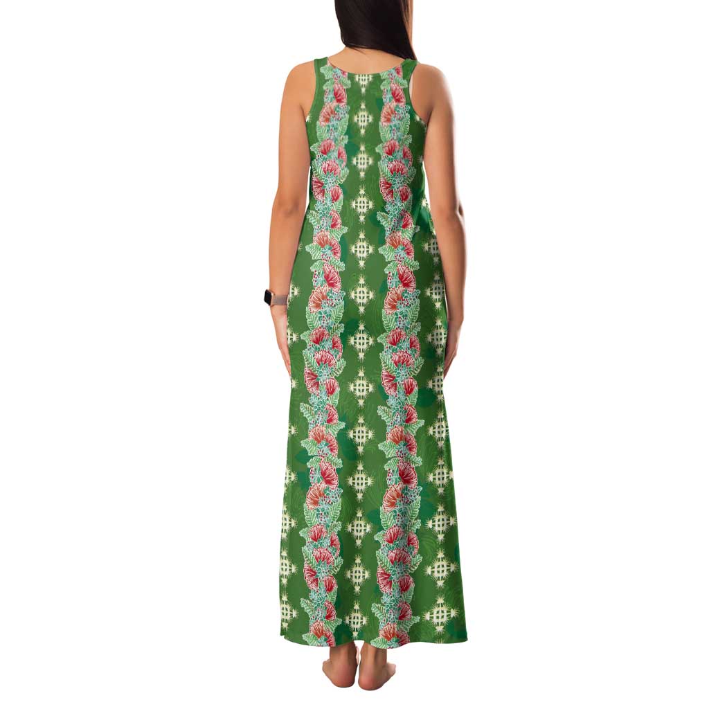 Hawaii Ohia Lehua Tank Maxi Dress Tropical Vibes Green LT05 - Polynesian Pride