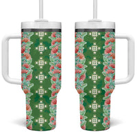 Hawaii Ohia Lehua Tumbler With Handle Tropical Vibes Green
