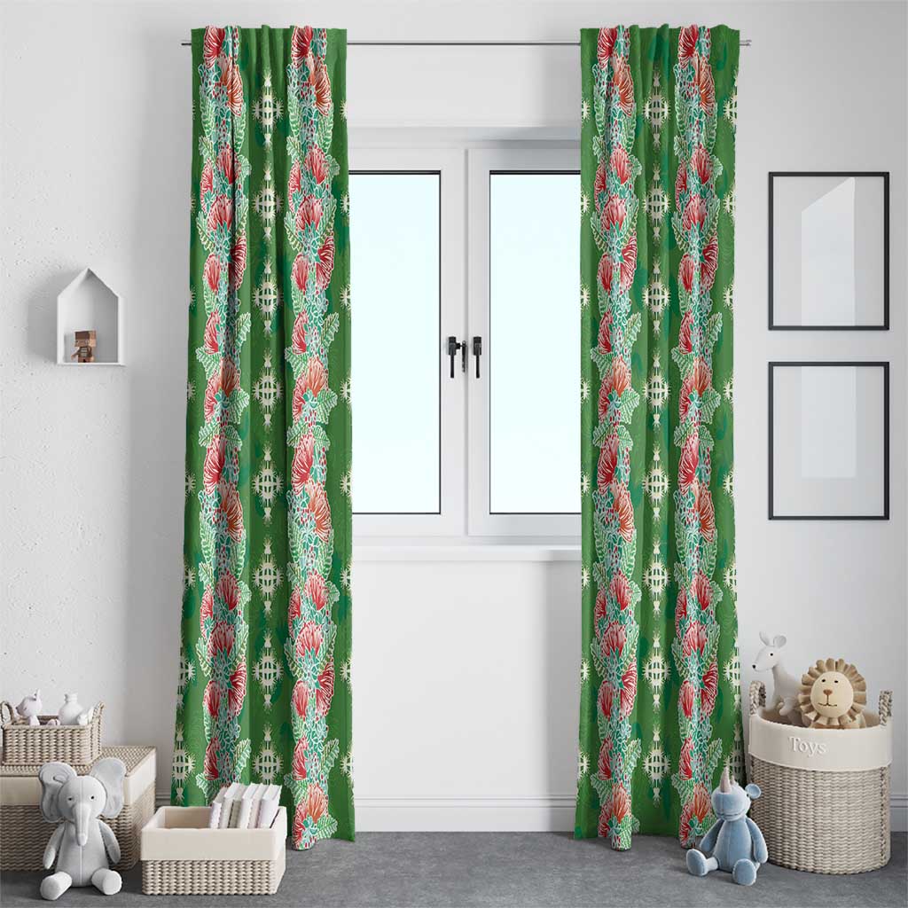 Hawaii Ohia Lehua Window Curtain Tropical Vibes Green