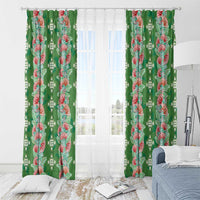 Hawaii Ohia Lehua Window Curtain Tropical Vibes Green
