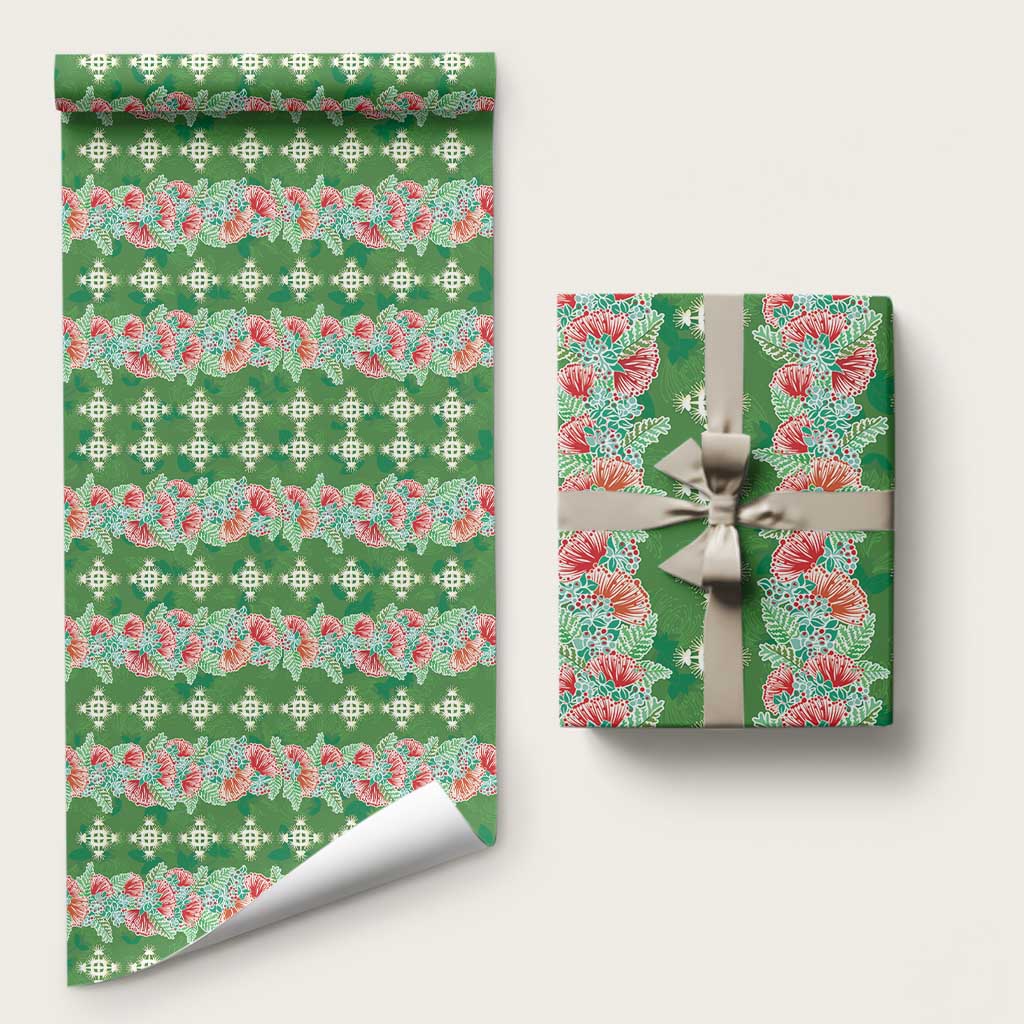 Hawaii Ohia Lehua Wrapping Paper Tropical Vibes Green