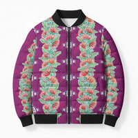 Hawaii Ohia Lehua Bomber Puffer Jacket Tropical Vibes Fuchsia