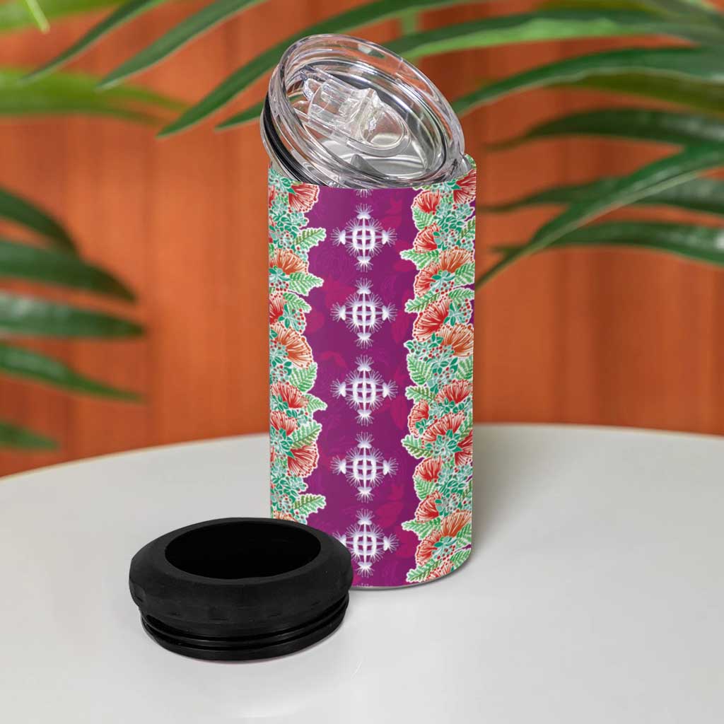 Hawaii Ohia Lehua 4 in 1 Can Cooler Tumbler Tropical Vibes Fuchsia