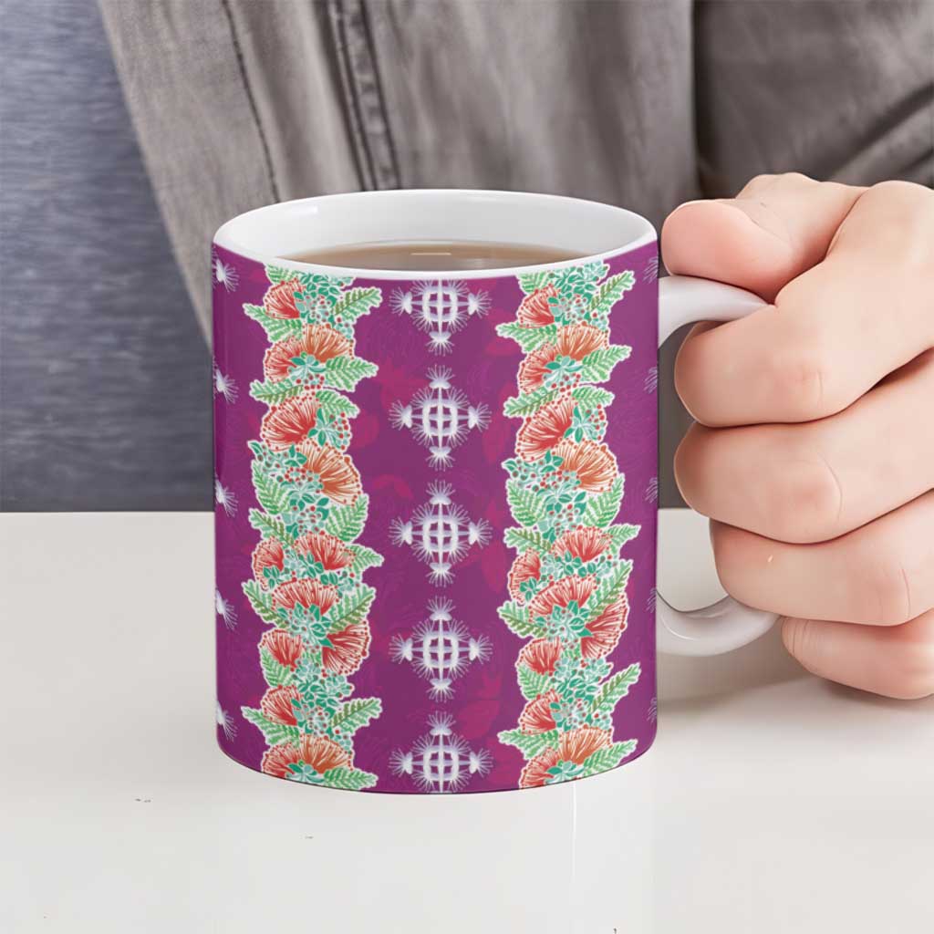Hawaii Ohia Lehua Ceramic Mug Tropical Vibes Fuchsia