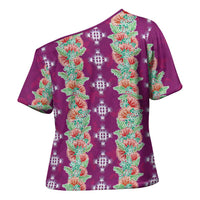 Hawaii Ohia Lehua Cross Shoulder Shirt Tropical Vibes Fuchsia LT05 - Polynesian Pride
