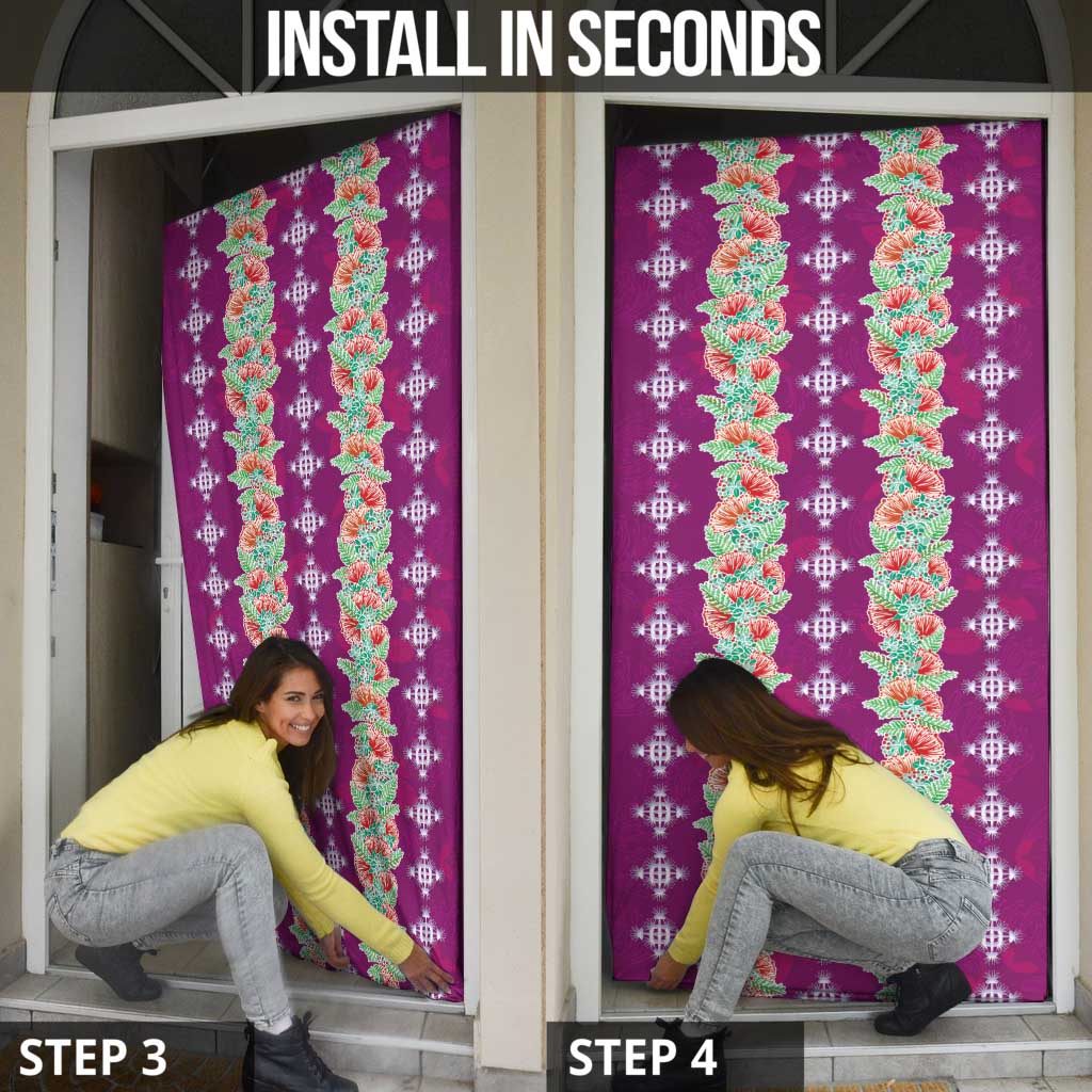 Hawaii Ohia Lehua Door Cover Tropical Vibes Fuchsia