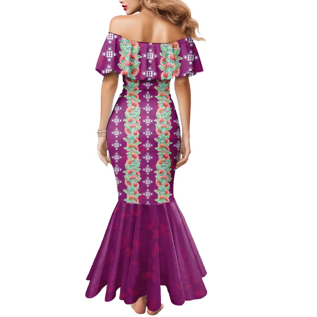 Hawaii Ohia Lehua Family Matching Mermaid Dress and Hawaiian Shirt Tropical Vibes Fuchsia