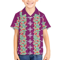 Hawaii Ohia Lehua Family Matching Off The Shoulder Long Sleeve Dress and Hawaiian Shirt Tropical Vibes Fuchsia
