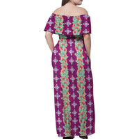 Hawaii Ohia Lehua Family Matching Off Shoulder Maxi Dress and Hawaiian Shirt Tropical Vibes Fuchsia