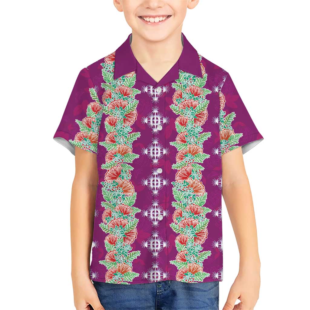 Hawaii Ohia Lehua Family Matching Off Shoulder Maxi Dress and Hawaiian Shirt Tropical Vibes Fuchsia