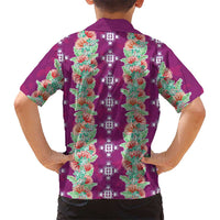 Hawaii Ohia Lehua Family Matching Short Sleeve Bodycon Dress and Hawaiian Shirt Tropical Vibes Fuchsia