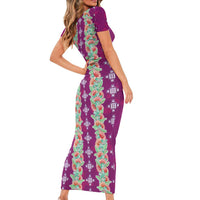 Hawaii Ohia Lehua Family Matching Short Sleeve Bodycon Dress and Hawaiian Shirt Tropical Vibes Fuchsia