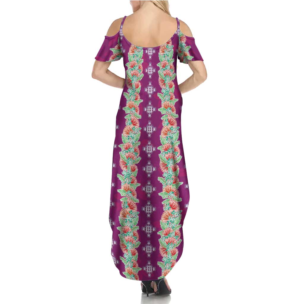 Hawaii Ohia Lehua Family Matching Summer Maxi Dress and Hawaiian Shirt Tropical Vibes Fuchsia