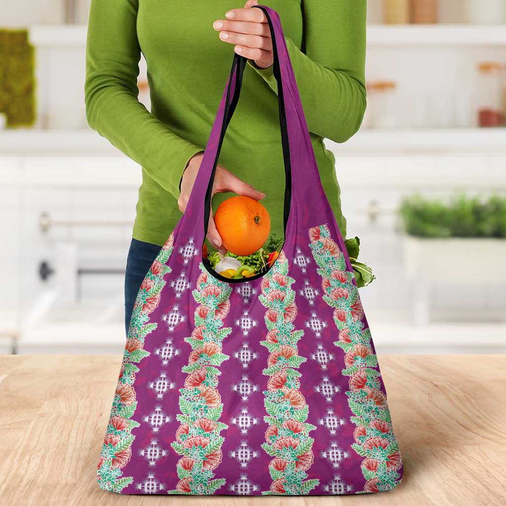 Hawaii Ohia Lehua Grocery Bag Tropical Vibes Fuchsia