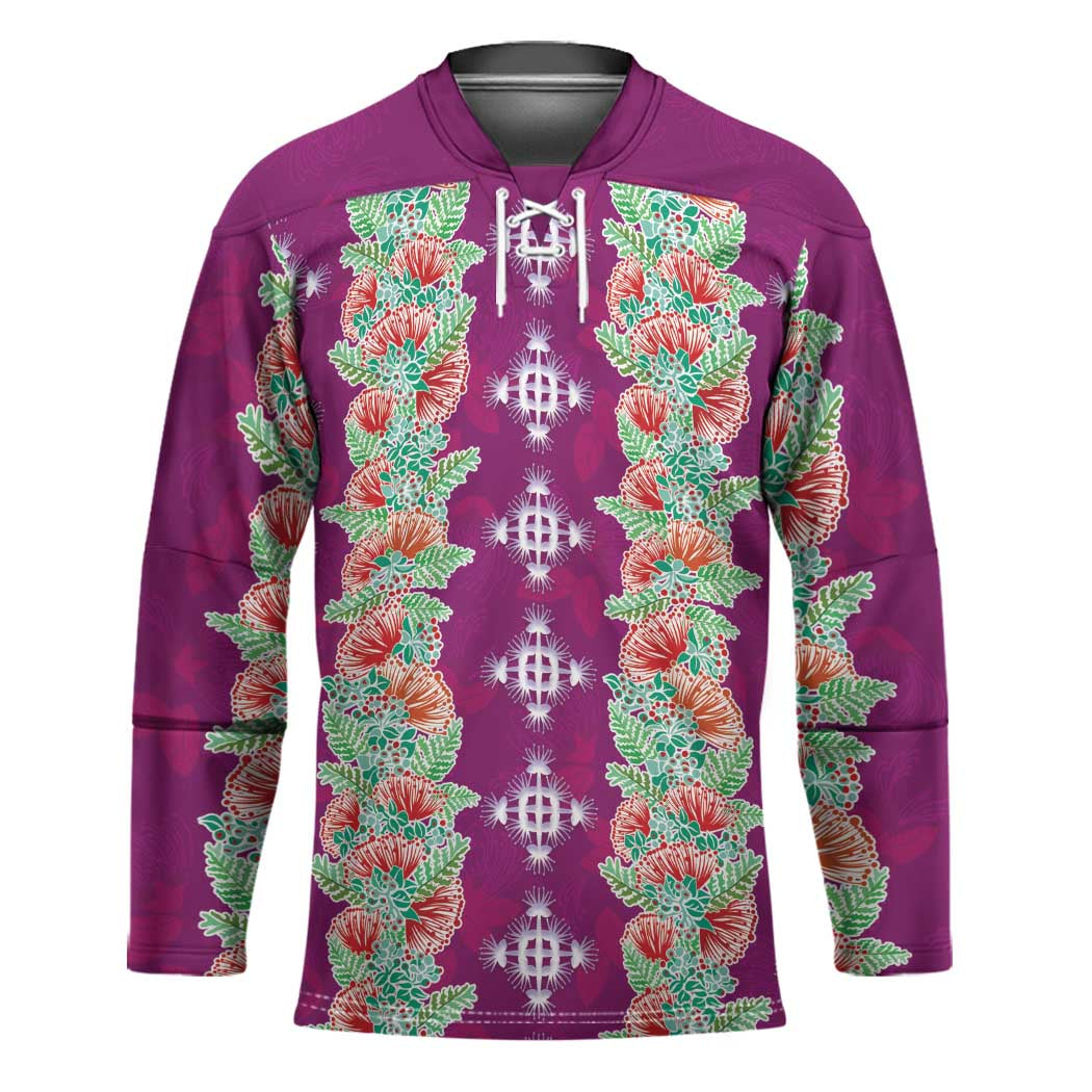 Hawaii Ohia Lehua Hockey Jersey Tropical Vibes Fuchsia LT05 Unisex Fuchsia - Polynesian Pride