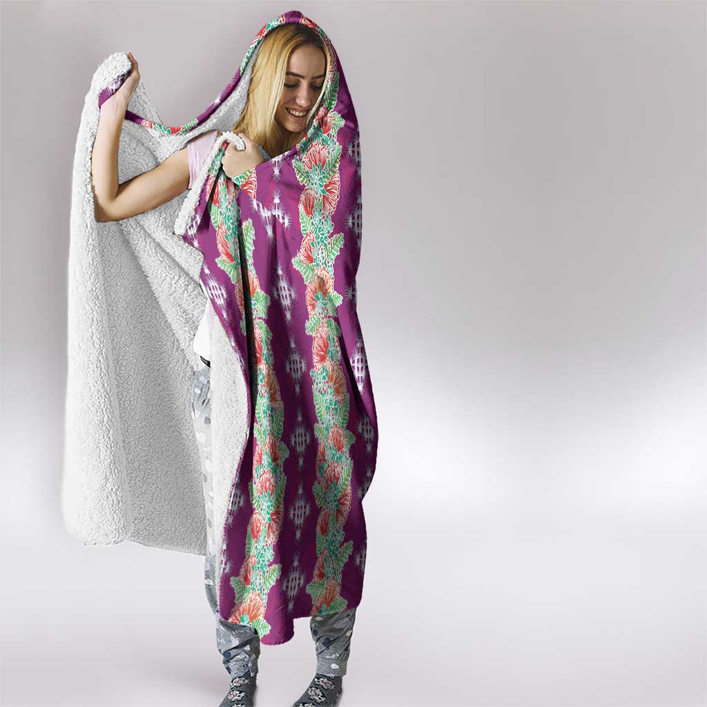 Hawaii Ohia Lehua Hooded Blanket Tropical Vibes Fuchsia