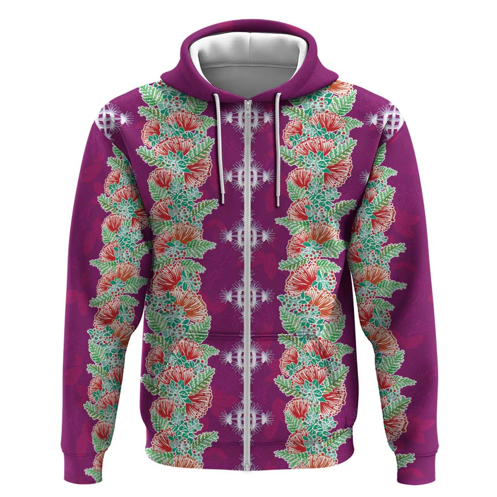 Hawaii Ohia Lehua Hoodie Tropical Vibes Fuchsia LT05 Zip Hoodie Fuchsia - Polynesian Pride