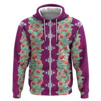 Hawaii Ohia Lehua Hoodie Tropical Vibes Fuchsia LT05 Zip Hoodie Fuchsia - Polynesian Pride