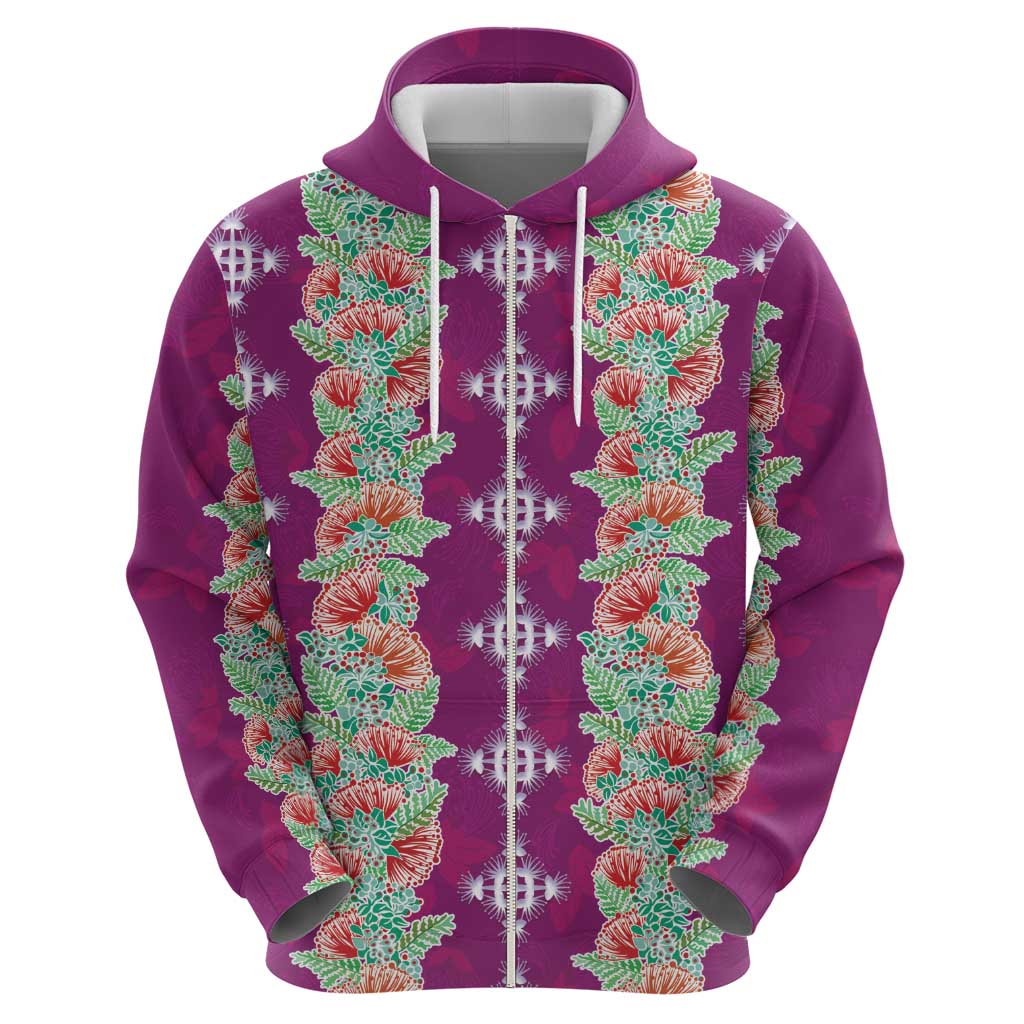 Hawaii Ohia Lehua Hoodie Tropical Vibes Fuchsia LT05 - Polynesian Pride