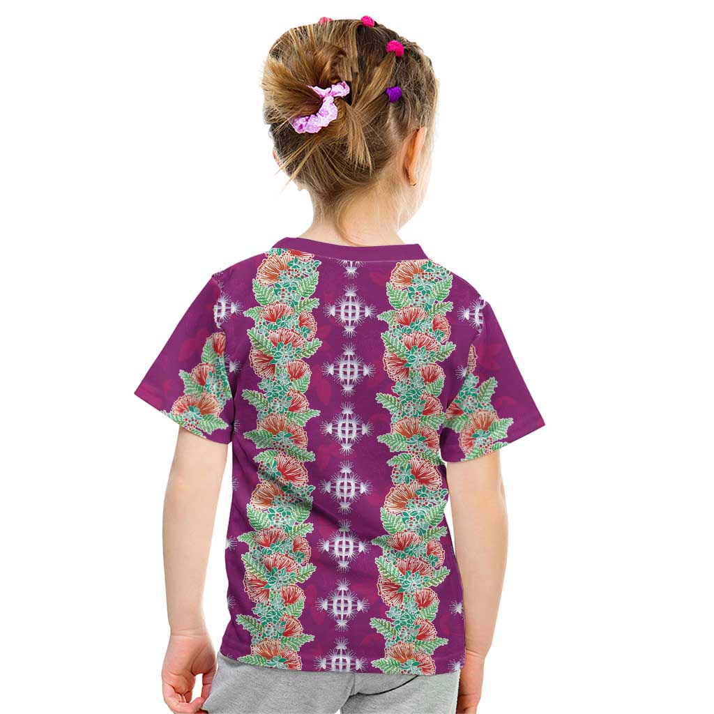 Hawaii Ohia Lehua Kid T Shirt Tropical Vibes Fuchsia LT05 - Polynesian Pride