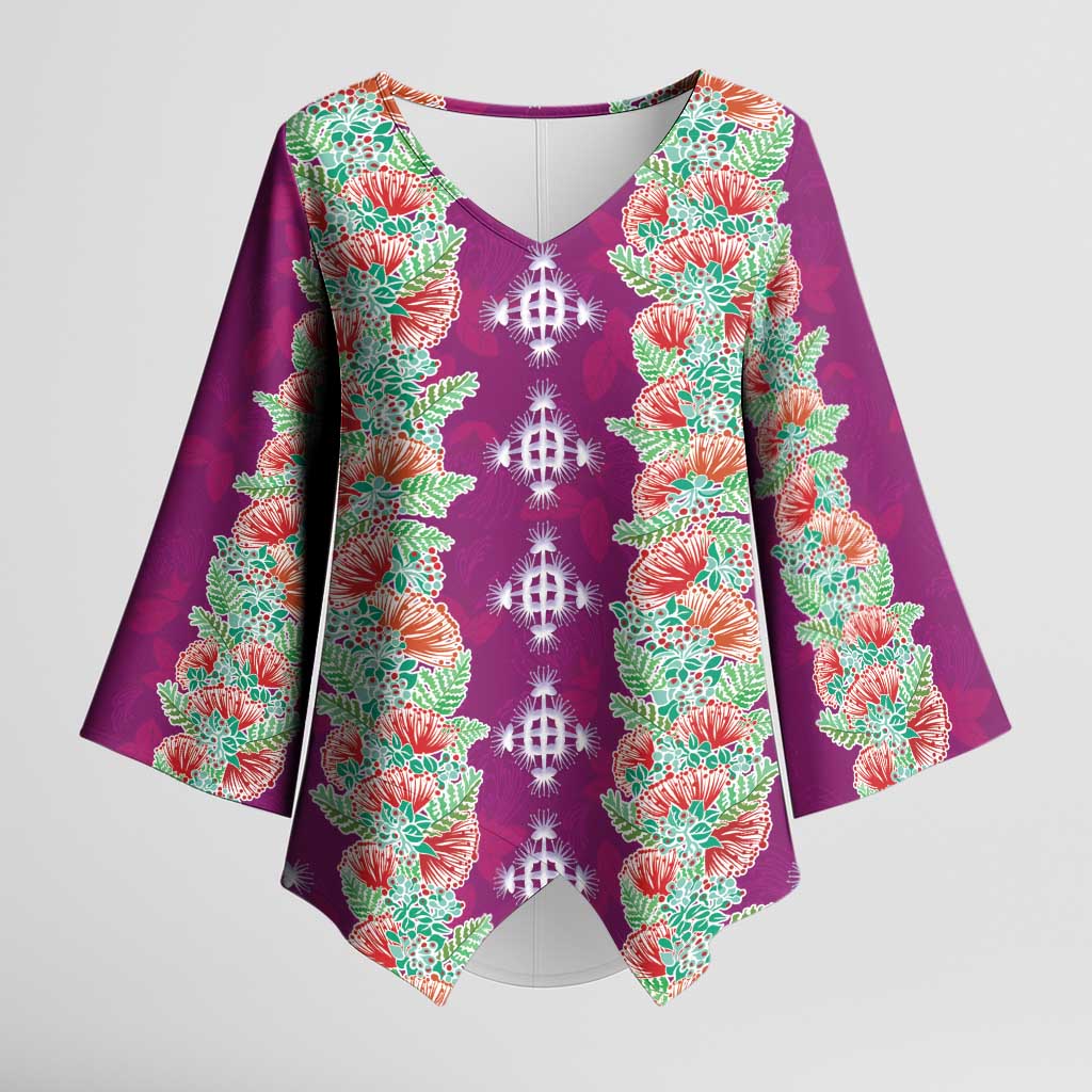 Hawaii Ohia Lehua Kimono Sleeve Blouse Tropical Vibes Fuchsia LT05 Female Fuchsia - Polynesian Pride
