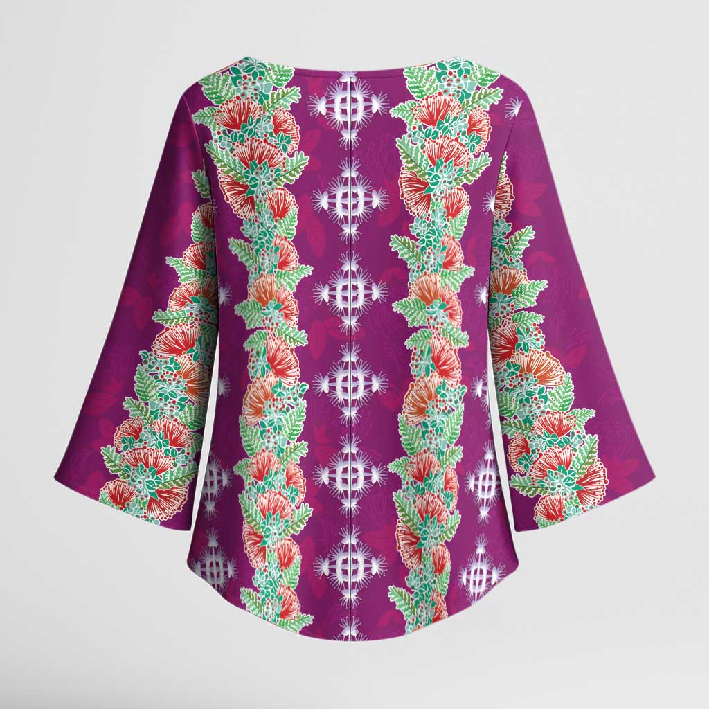 Hawaii Ohia Lehua Kimono Sleeve Blouse Tropical Vibes Fuchsia LT05 - Polynesian Pride