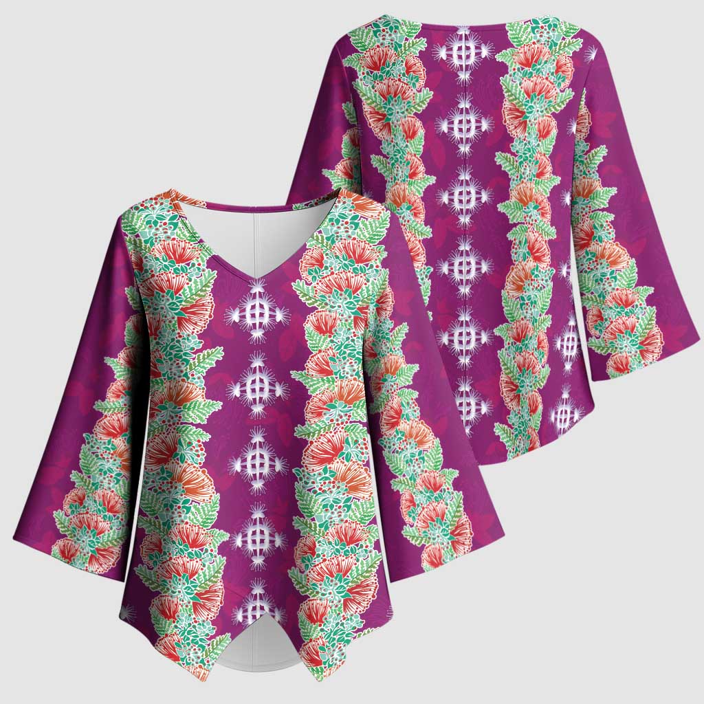 Hawaii Ohia Lehua Kimono Sleeve Blouse Tropical Vibes Fuchsia LT05 - Polynesian Pride