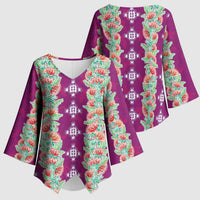 Hawaii Ohia Lehua Kimono Sleeve Blouse Tropical Vibes Fuchsia LT05 - Polynesian Pride