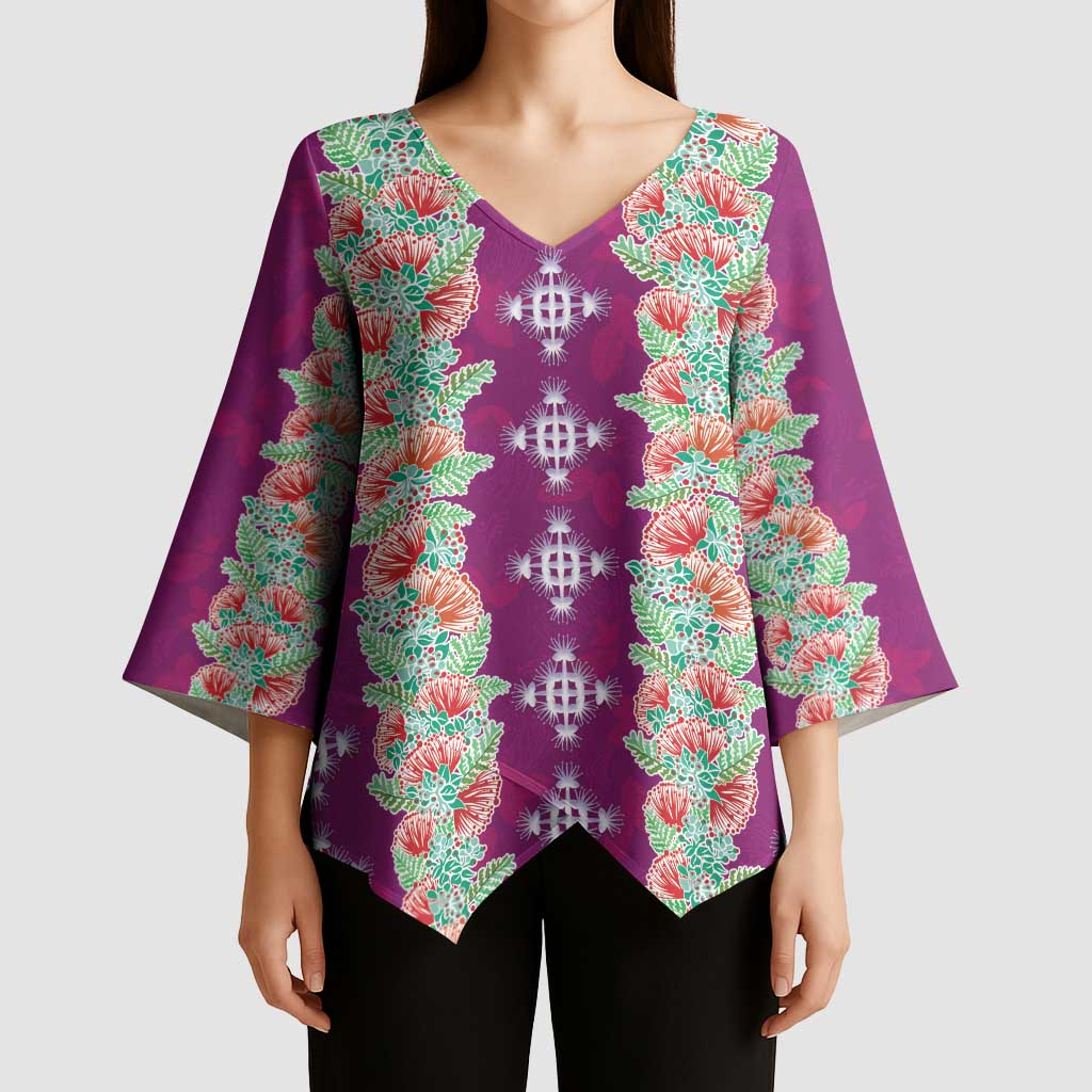 Hawaii Ohia Lehua Kimono Sleeve Blouse Tropical Vibes Fuchsia LT05 - Polynesian Pride