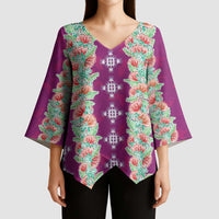 Hawaii Ohia Lehua Kimono Sleeve Blouse Tropical Vibes Fuchsia LT05 - Polynesian Pride