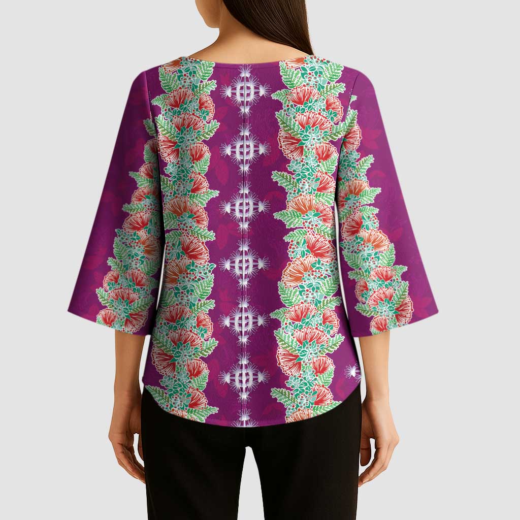 Hawaii Ohia Lehua Kimono Sleeve Blouse Tropical Vibes Fuchsia LT05 - Polynesian Pride