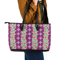 Hawaii Ohia Lehua Leather Tote Bag Tropical Vibes Fuchsia