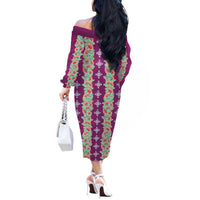Hawaii Ohia Lehua Off The Shoulder Long Sleeve Dress Tropical Vibes Fuchsia LT05 - Polynesian Pride