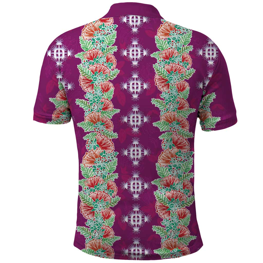 Hawaii Ohia Lehua Polo Shirt Tropical Vibes Fuchsia LT05 - Polynesian Pride