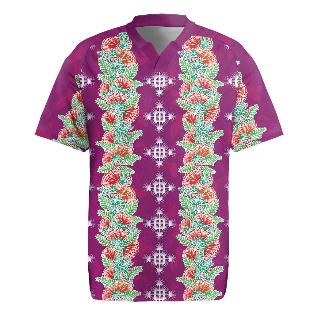 Hawaii Ohia Lehua Rugby Jersey Tropical Vibes Fuchsia LT05 Fuchsia - Polynesian Pride