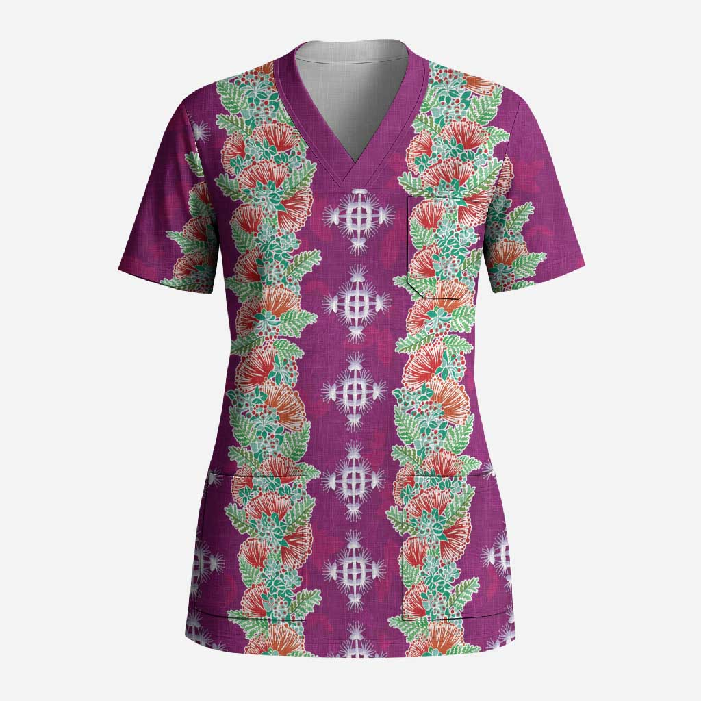 Hawaii Ohia Lehua Scrub Top Tropical Vibes Fuchsia