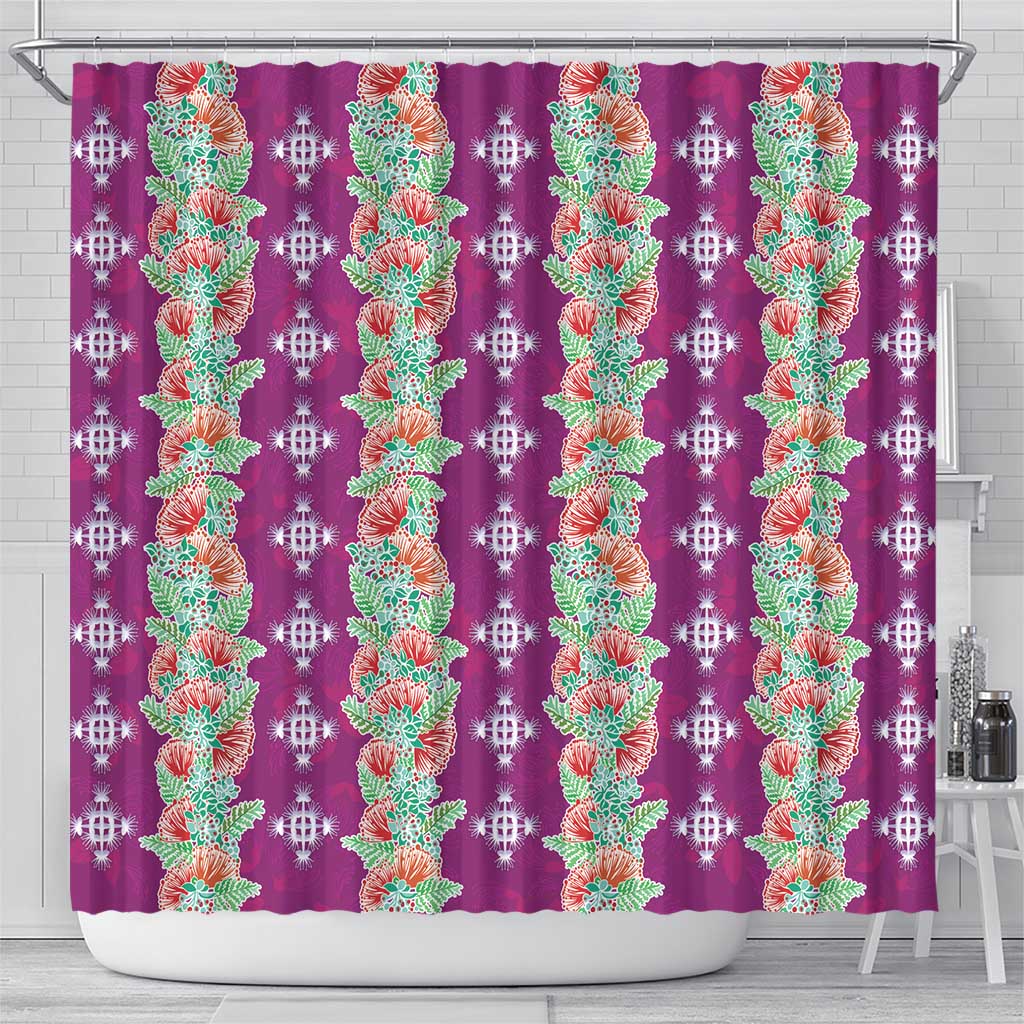 Hawaii Ohia Lehua Shower Curtain Tropical Vibes Fuchsia