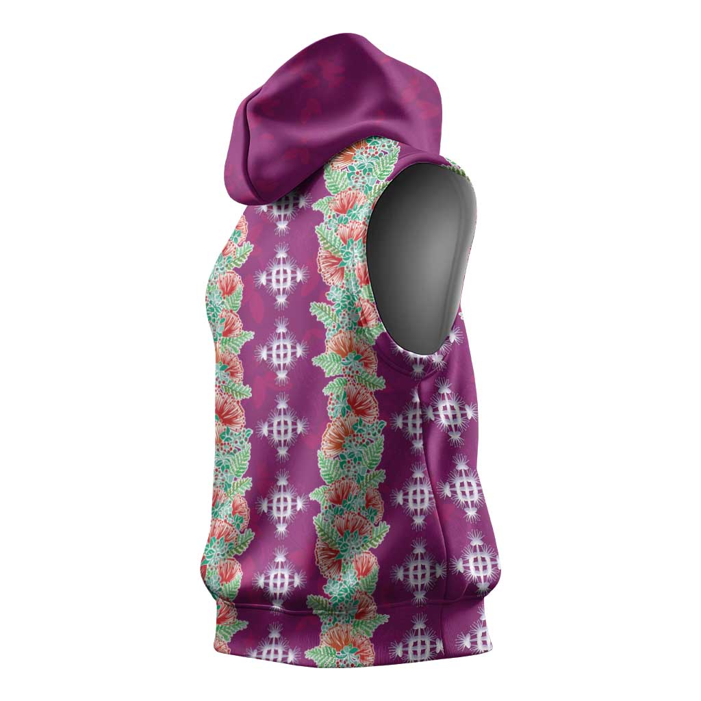 Hawaii Ohia Lehua Sleeveless Hoodie Tropical Vibes Fuchsia