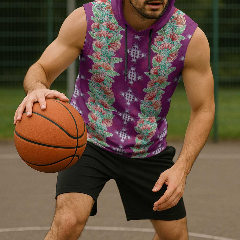Hawaii Ohia Lehua Sleeveless Hoodie Tropical Vibes Fuchsia