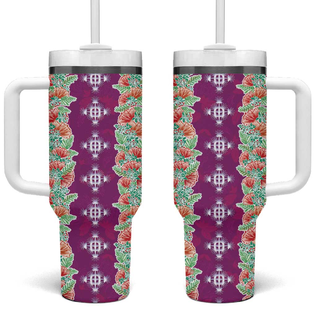 Hawaii Ohia Lehua Tumbler With Handle Tropical Vibes Fuchsia LT05 One Size: 40 oz Fuchsia - Polynesian Pride