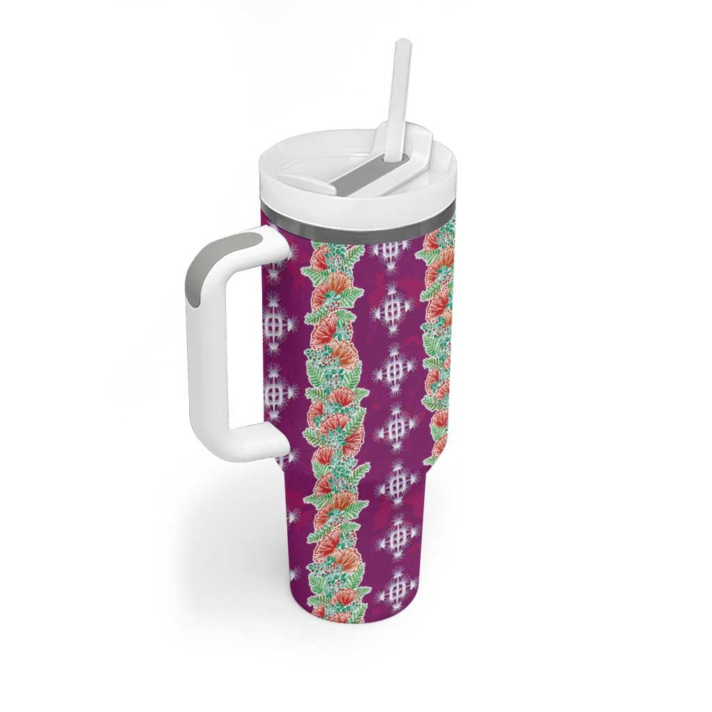 Hawaii Ohia Lehua Tumbler With Handle Tropical Vibes Fuchsia LT05 - Polynesian Pride