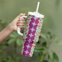 Hawaii Ohia Lehua Tumbler With Handle Tropical Vibes Fuchsia LT05 - Polynesian Pride