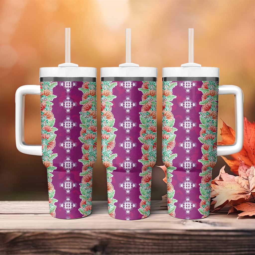 Hawaii Ohia Lehua Tumbler With Handle Tropical Vibes Fuchsia LT05 - Polynesian Pride