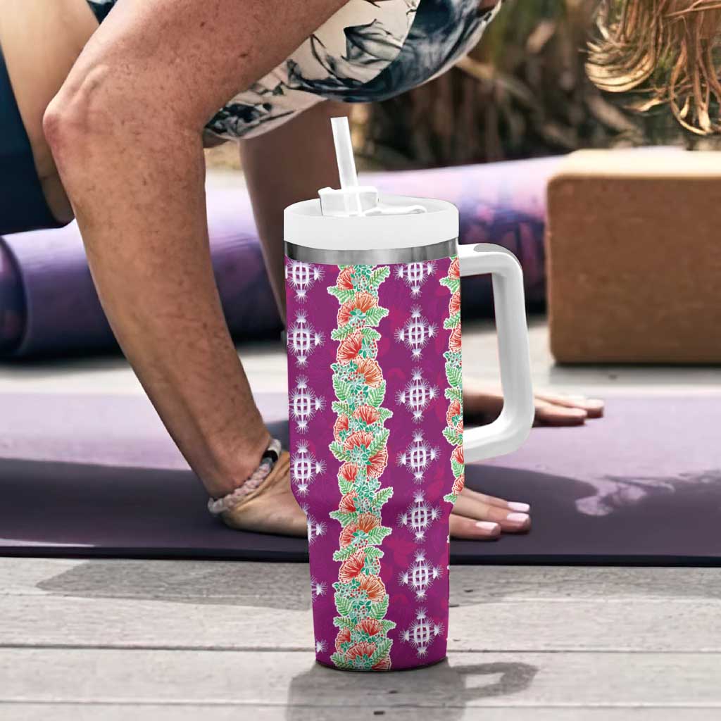 Hawaii Ohia Lehua Tumbler With Handle Tropical Vibes Fuchsia LT05 - Polynesian Pride